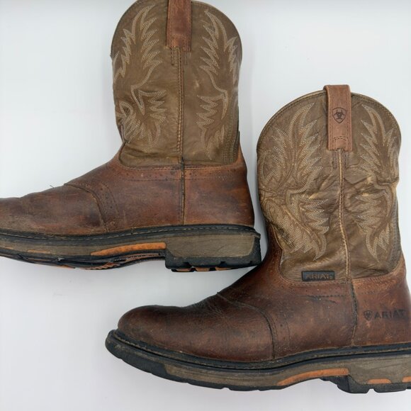 Men’s Ariat Workhog Pull-On Cowboy Boots Style #10001188 11EE Roper Toe Workwear - Picture 4 of 16